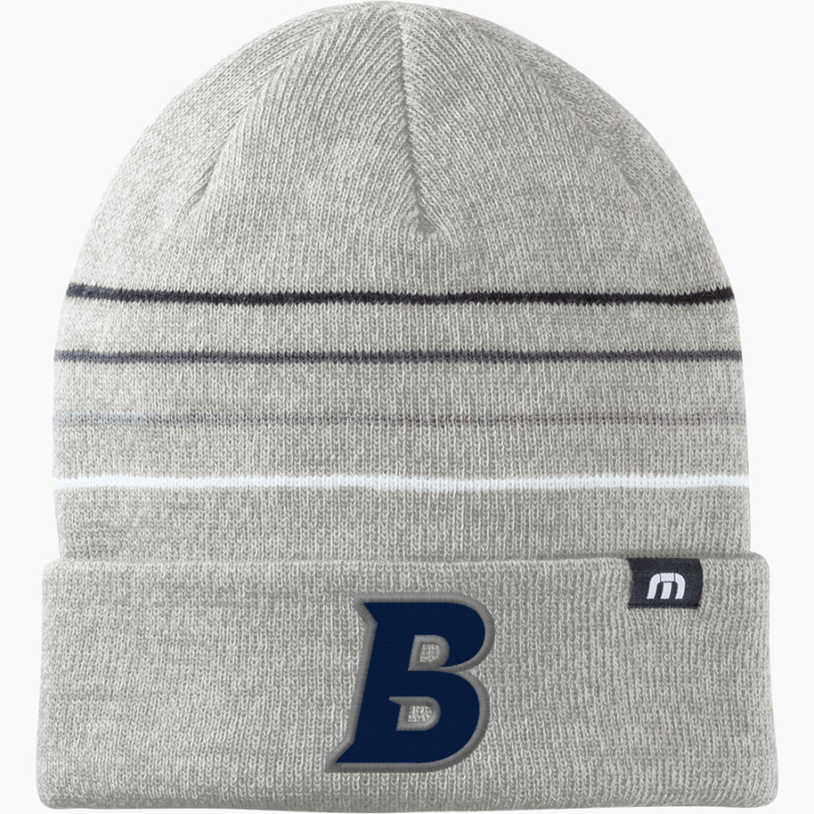 Brandeis Judges Online Store <span class="pdp-name-mascot">Brandeis Judges</span> TravisMathew Striped Cuffed Beanie
