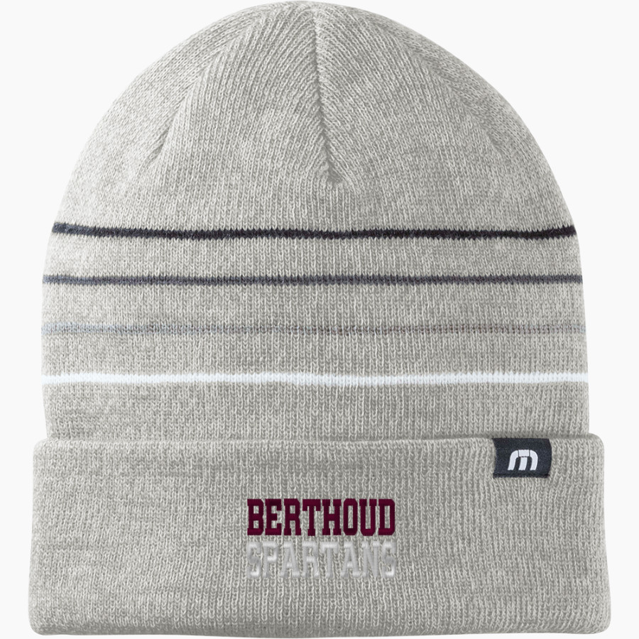 BERTHOUD HIGH SCHOOL SPARTANS TravisMathew Striped Cuffed Beanie