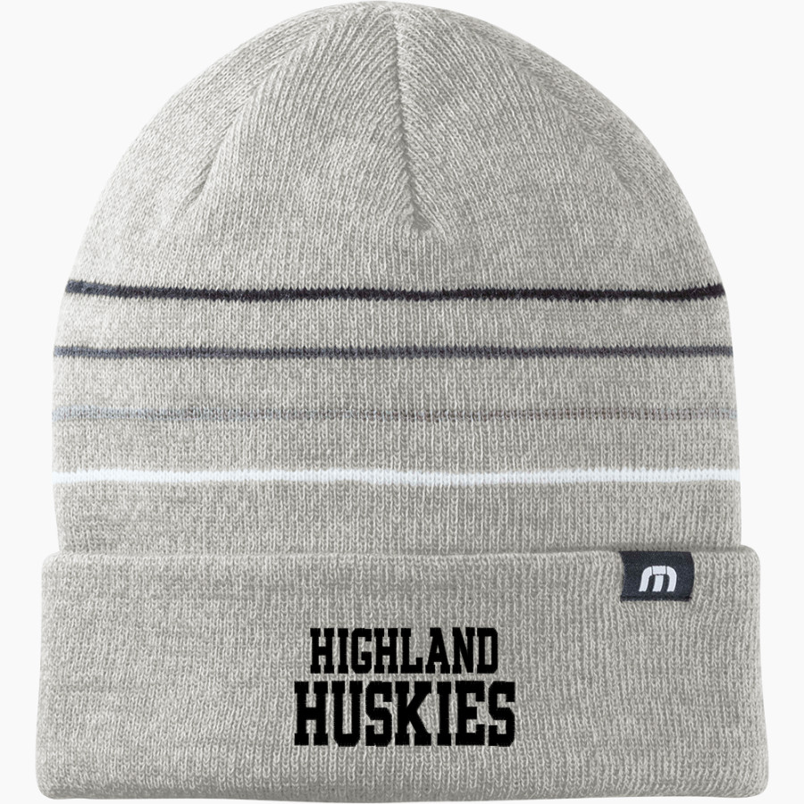 HIGHLAND HIGH SCHOOL HUSKIES TravisMathew Striped Cuffed Beanie