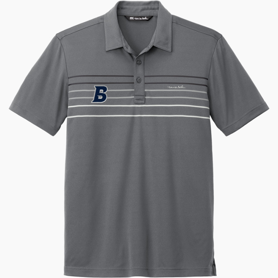 Brandeis Judges Online Store <span class="pdp-name-mascot">Brandeis Judges</span> TravisMathew Men's Coto Performance Chest Stripe Polo