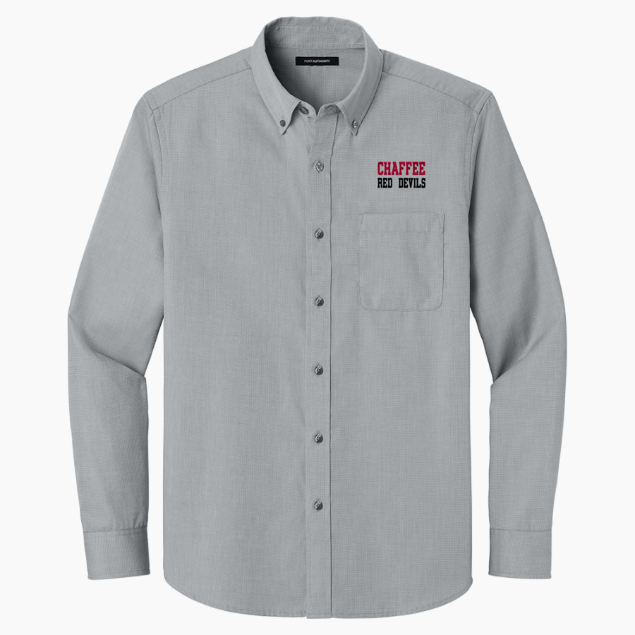Chaffee Red Devils <span class="pdp-name-mascot">Chaffee Schools Red Devils</span> Port Authority Long Sleeve Nailhead Easy Care Shirt