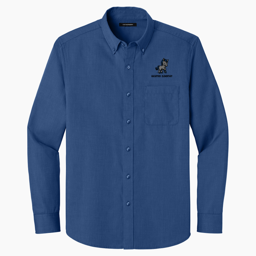 MacArthur Elementary Mustangs Port Authority Long Sleeve Nailhead Easy Care Shirt