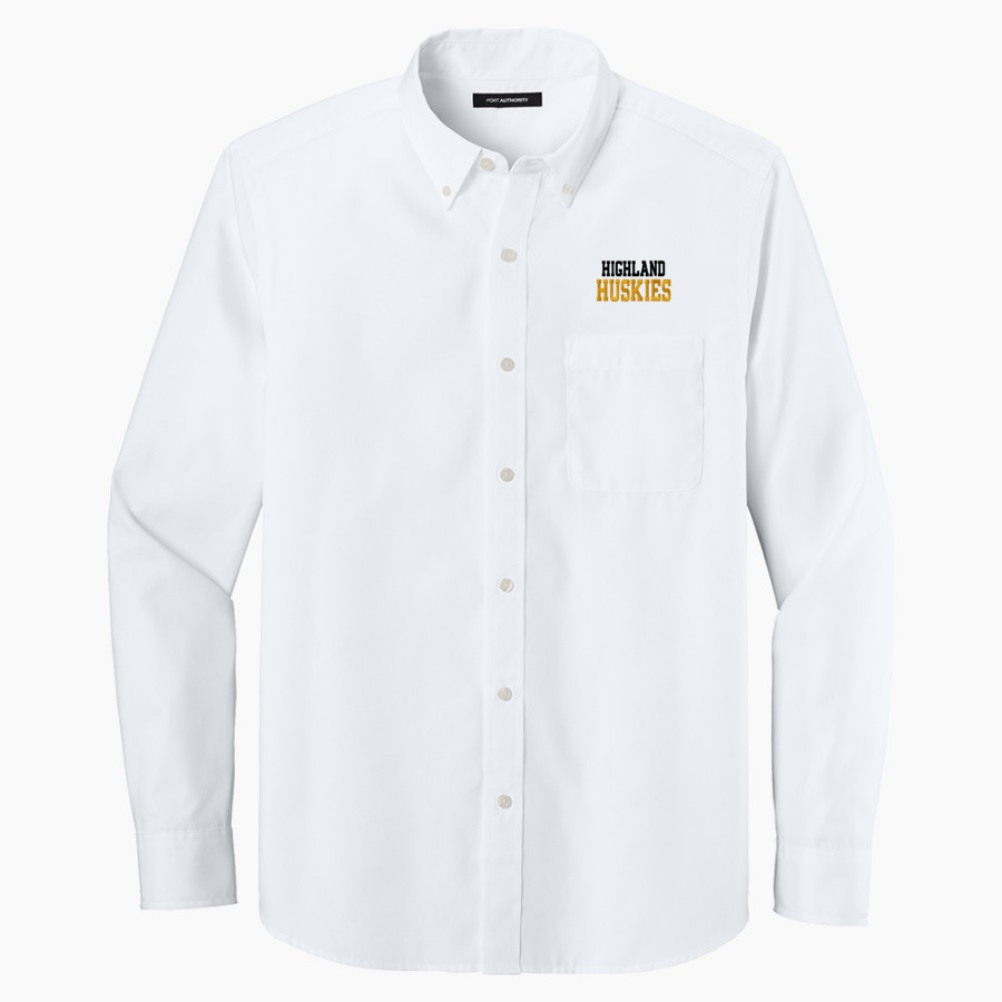 HIGHLAND HIGH SCHOOL HUSKIES <span class="pdp-name-mascot">HIGHLAND HUSKIES</span> Port Authority Long Sleeve Nailhead Easy Care Shirt