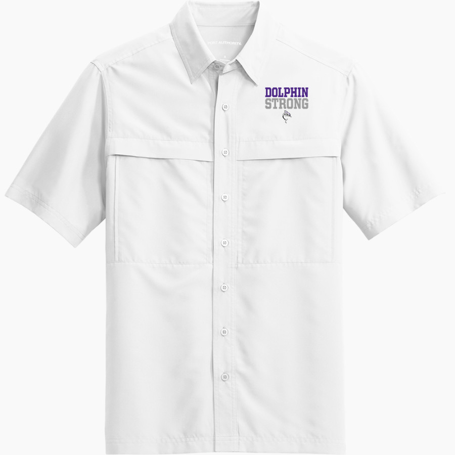 Bergman Dolphins <span class="pdp-name-mascot">Frank V. Bergman Elementary Dolphins</span> Port Authority Men's UV Daybreak Short-Sleeve Shirt