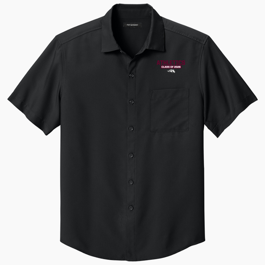 MENOMONIE HIGH SCHOOL MUSTANGS <span class="pdp-name-mascot">MENOMONIE MUSTANGS</span> Port Authority Men's Short Sleeve UV Dockside Shirt