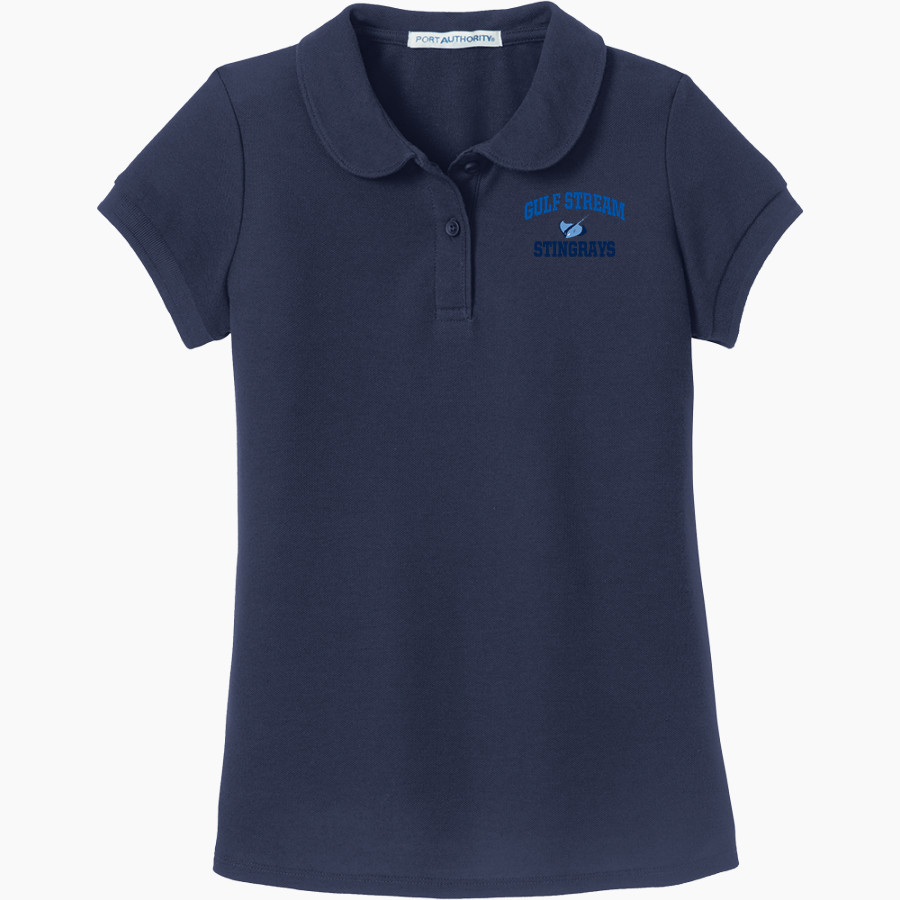 Gulf Stream Stingrays Port Authority Girls Silk Touch Peter Pan Collar Polo