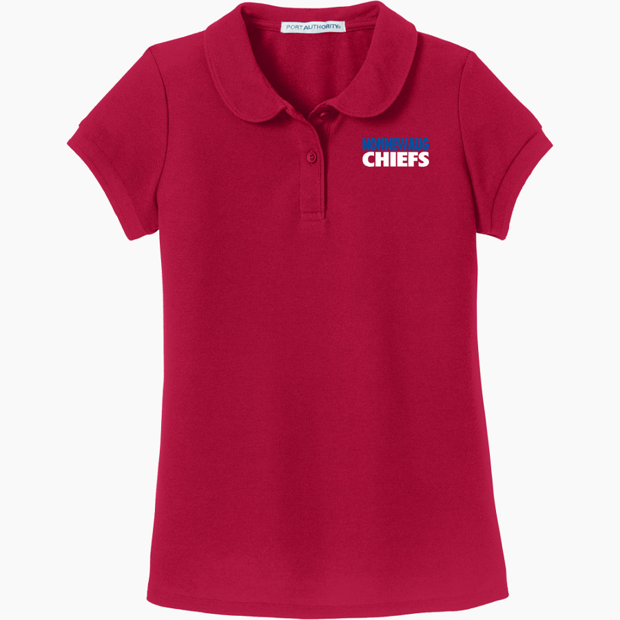 Nonnewaug Chiefs Port Authority Girls Silk Touch Peter Pan Collar Polo