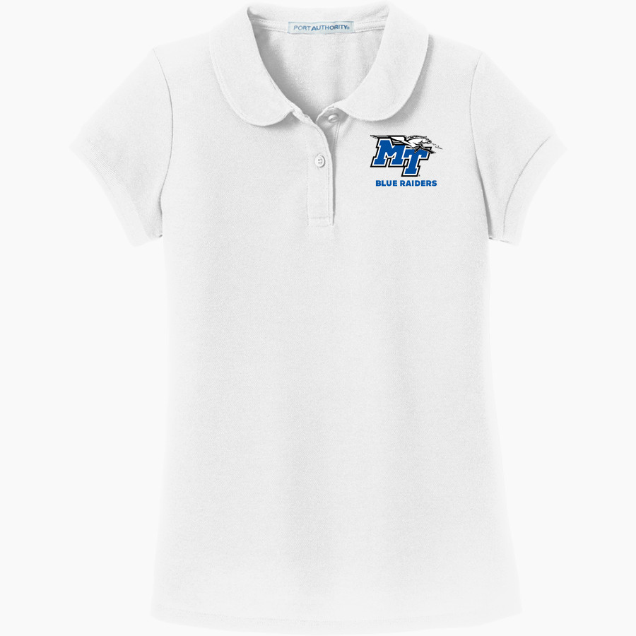 MTSU Blue Raiders Port Authority Girls Silk Touch Peter Pan Collar Polo