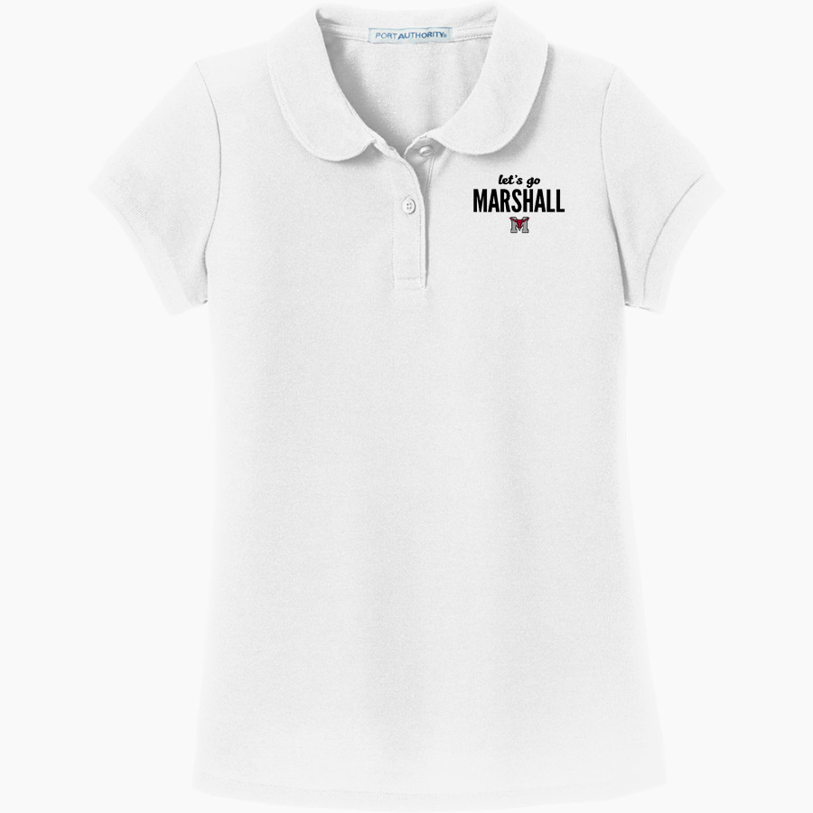 Marshall Mavericks Port Authority Girls Silk Touch Peter Pan Collar Polo