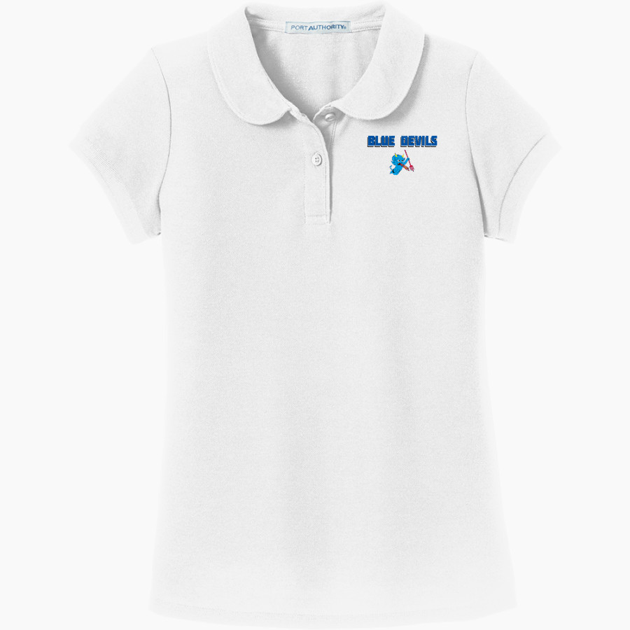 Roscoe Blue Devils Port Authority Girls Silk Touch Peter Pan Collar Polo