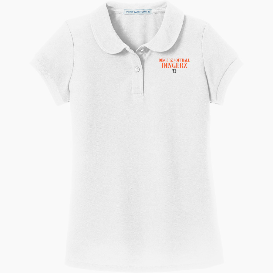 Dingerz Softball Dingerz <span class="pdp-name-mascot">Dingerz Softball Dingerz</span> Port Authority Girls Silk Touch Peter Pan Collar Polo