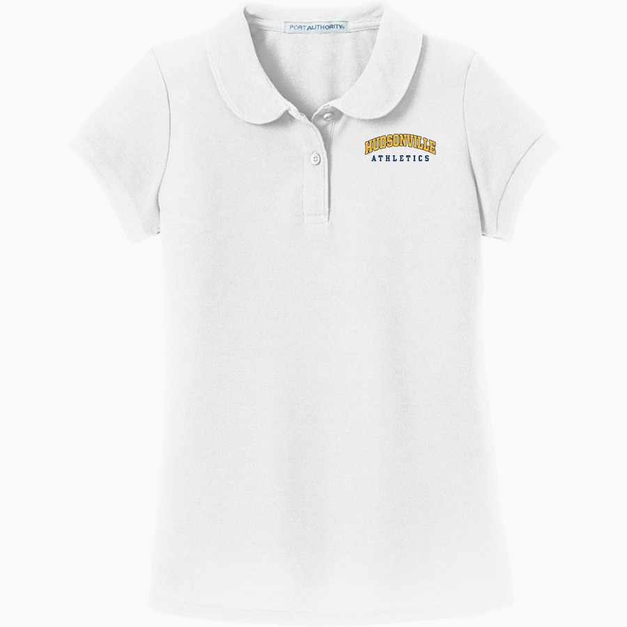 HUDSONVILLE HIGH SCHOOL EAGLES <span class="pdp-name-mascot">HUDSONVILLE EAGLES</span> Port Authority Girls Silk Touch Peter Pan Collar Polo