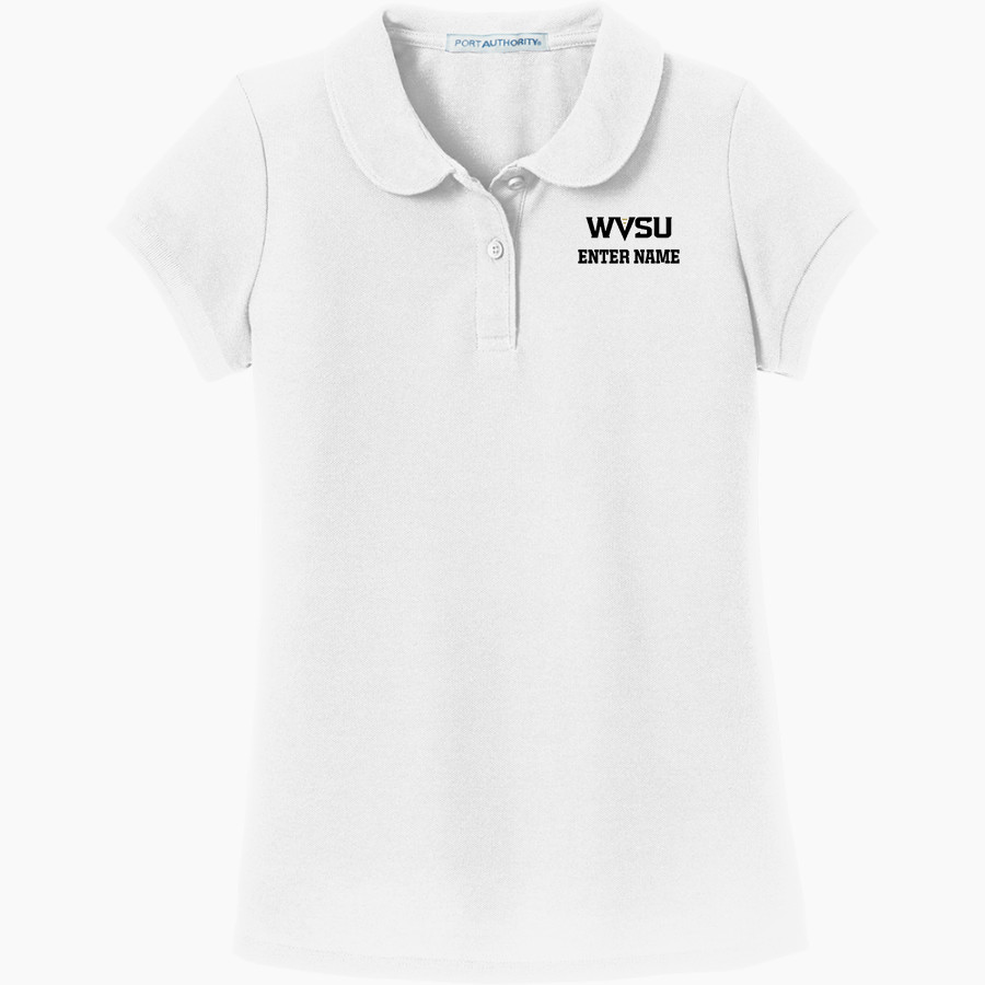 West Virginia State Yellow Jackets Port Authority Girls Silk Touch Peter Pan Collar Polo