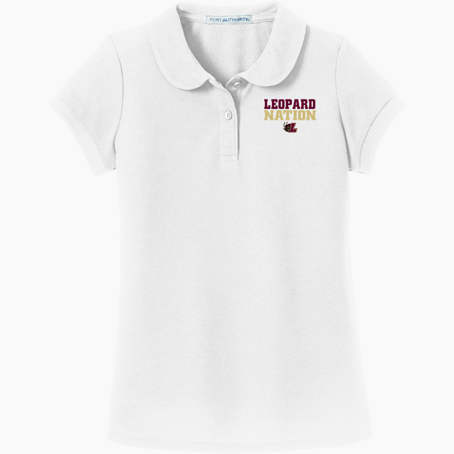 Lucas Leopards <span class="pdp-name-mascot">Lucas Middle School Leopards</span> Port Authority Girls Silk Touch Peter Pan Collar Polo