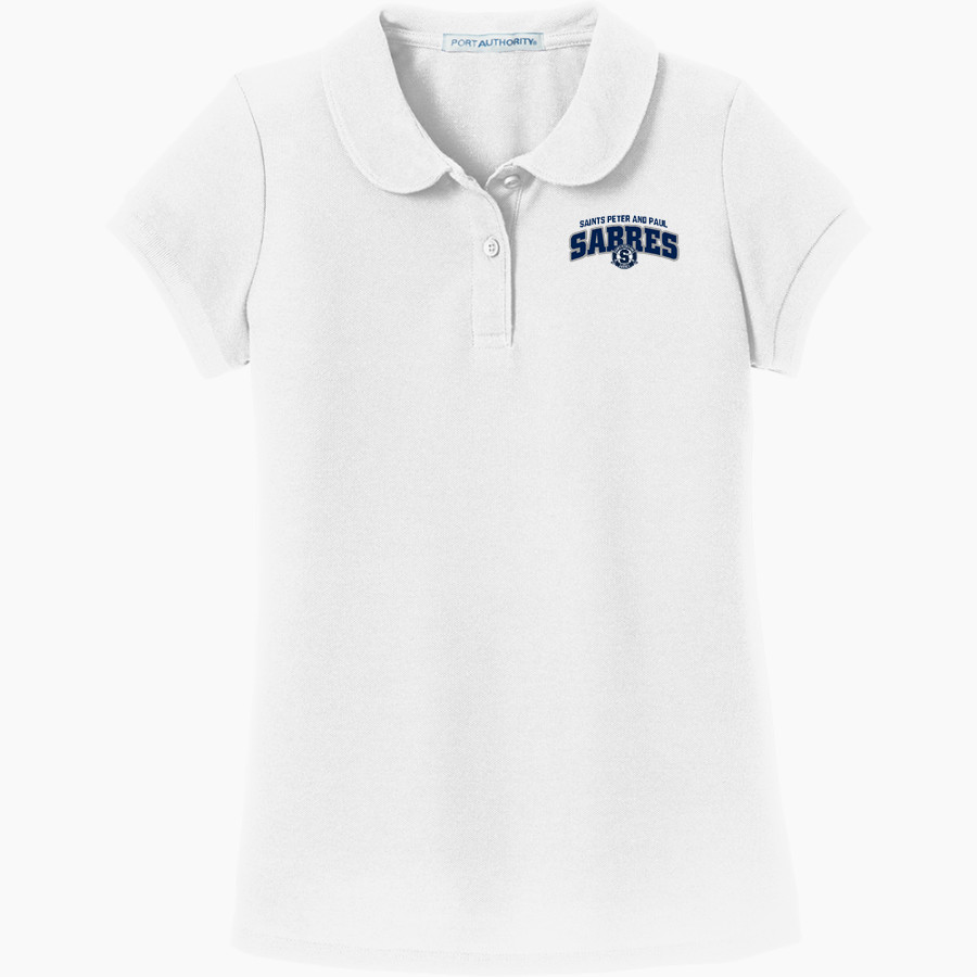 Saints Peter and Paul Sabres Port Authority Girls Silk Touch Peter Pan Collar Polo