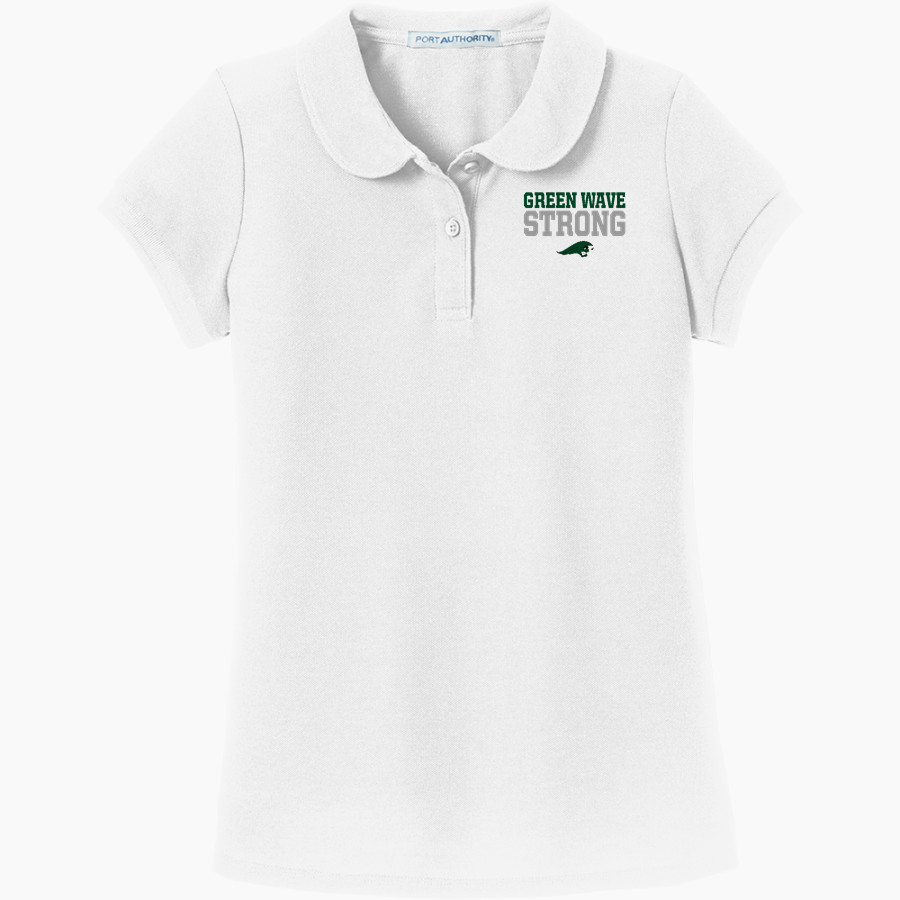 Greenville Green Wave official sideline store <span class="pdp-name-mascot">Greenville Green Wave</span> Port Authority Girls Silk Touch Peter Pan Collar Polo
