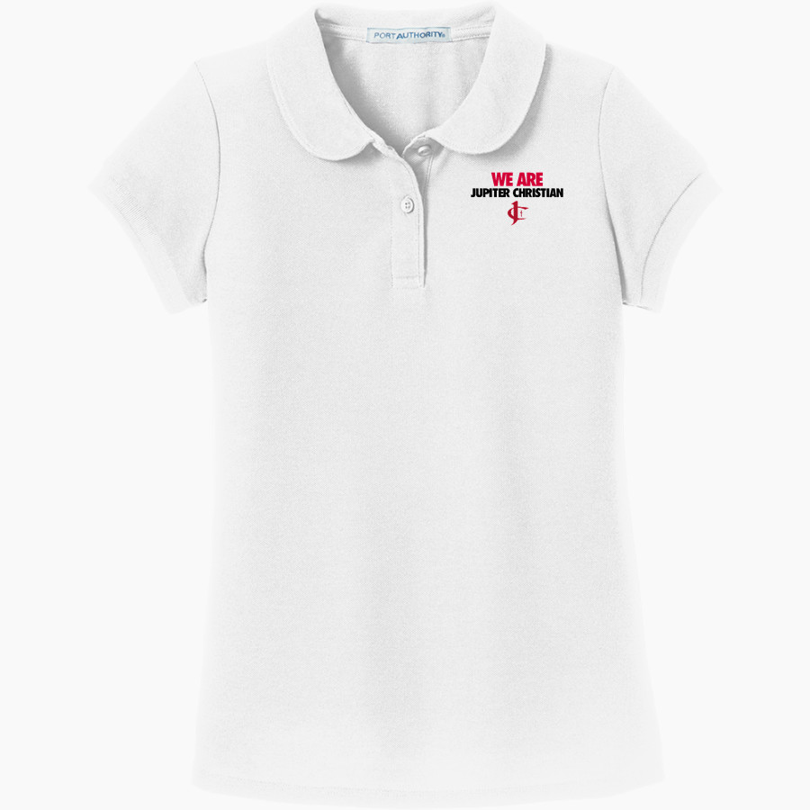 Jupiter Christian Eagles Port Authority Girls Silk Touch Peter Pan Collar Polo