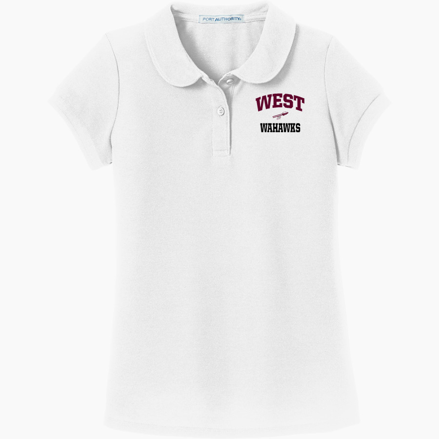 WEST HIGH SCHOOL WAHAWKS <span class="pdp-name-mascot">WEST WAHAWKS</span> Port Authority Girls Silk Touch Peter Pan Collar Polo