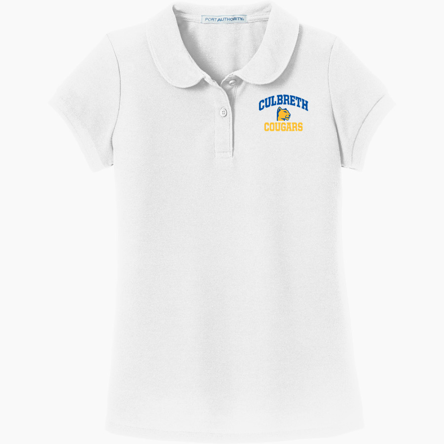 CULBRETH Cougars <span class="pdp-name-mascot">GREY CULBRETH MIDDLE SCHOOL Cougars</span> Port Authority Girls Silk Touch Peter Pan Collar Polo
