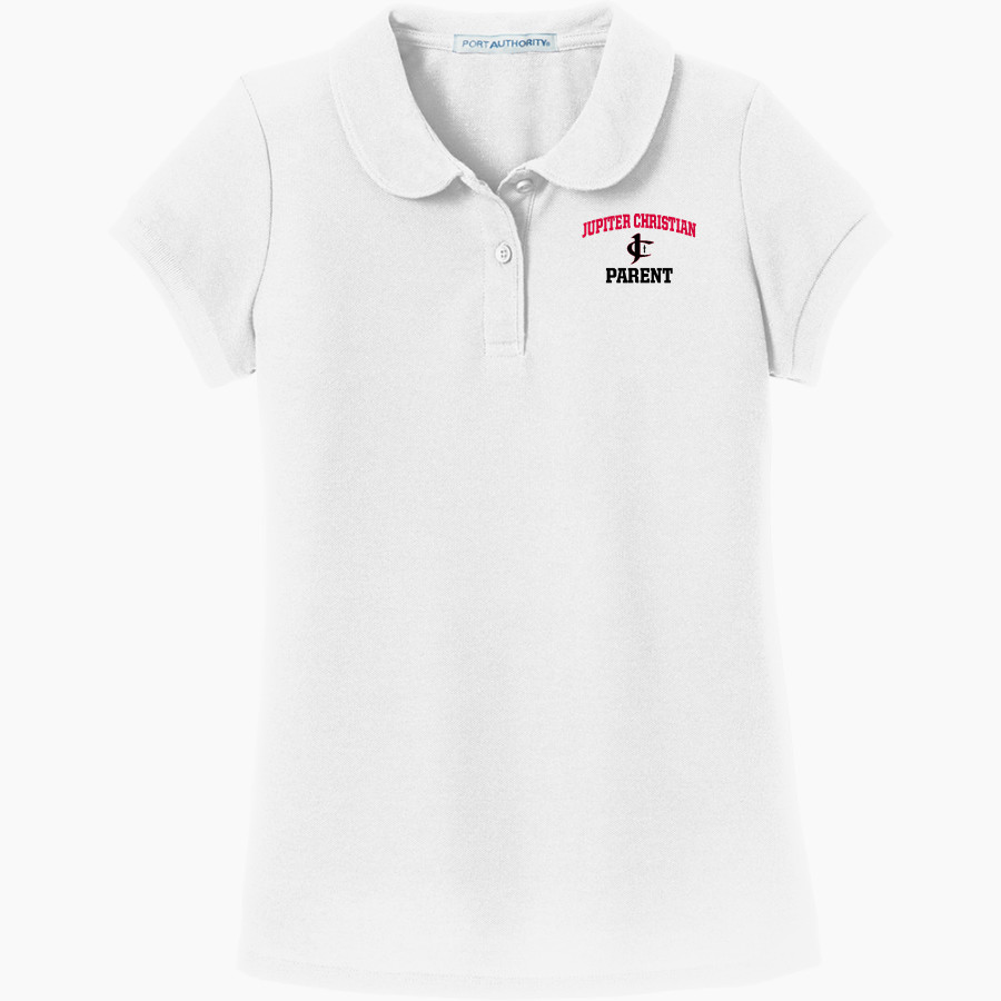 Jupiter Christian Eagles Port Authority Girls Silk Touch Peter Pan Collar Polo