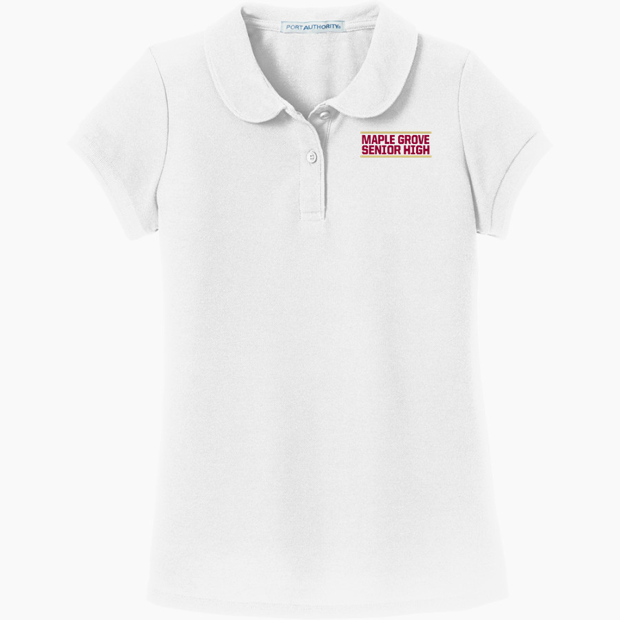 Maple Grove Crimson <span class="pdp-name-mascot">Maple Grove Crimson</span> Port Authority Girls Silk Touch Peter Pan Collar Polo
