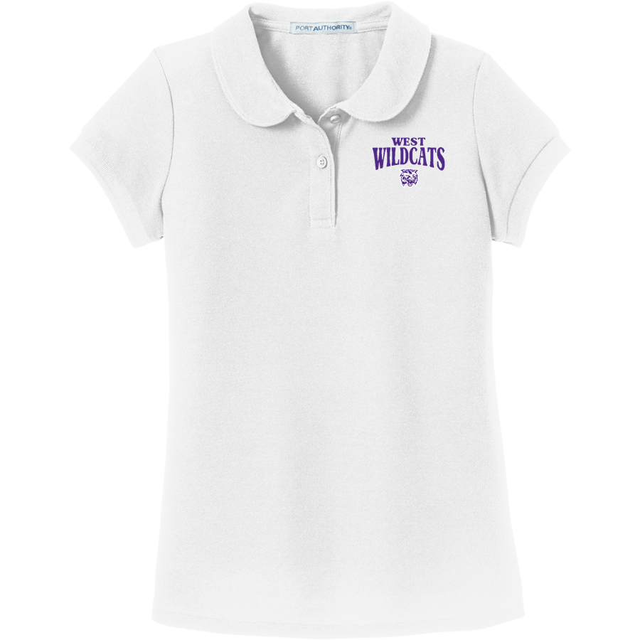 WEST HIGH SCHOOL WILDCATS <span class="pdp-name-mascot">WEST WILDCATS</span> Port Authority Girls Silk Touch Peter Pan Collar Polo