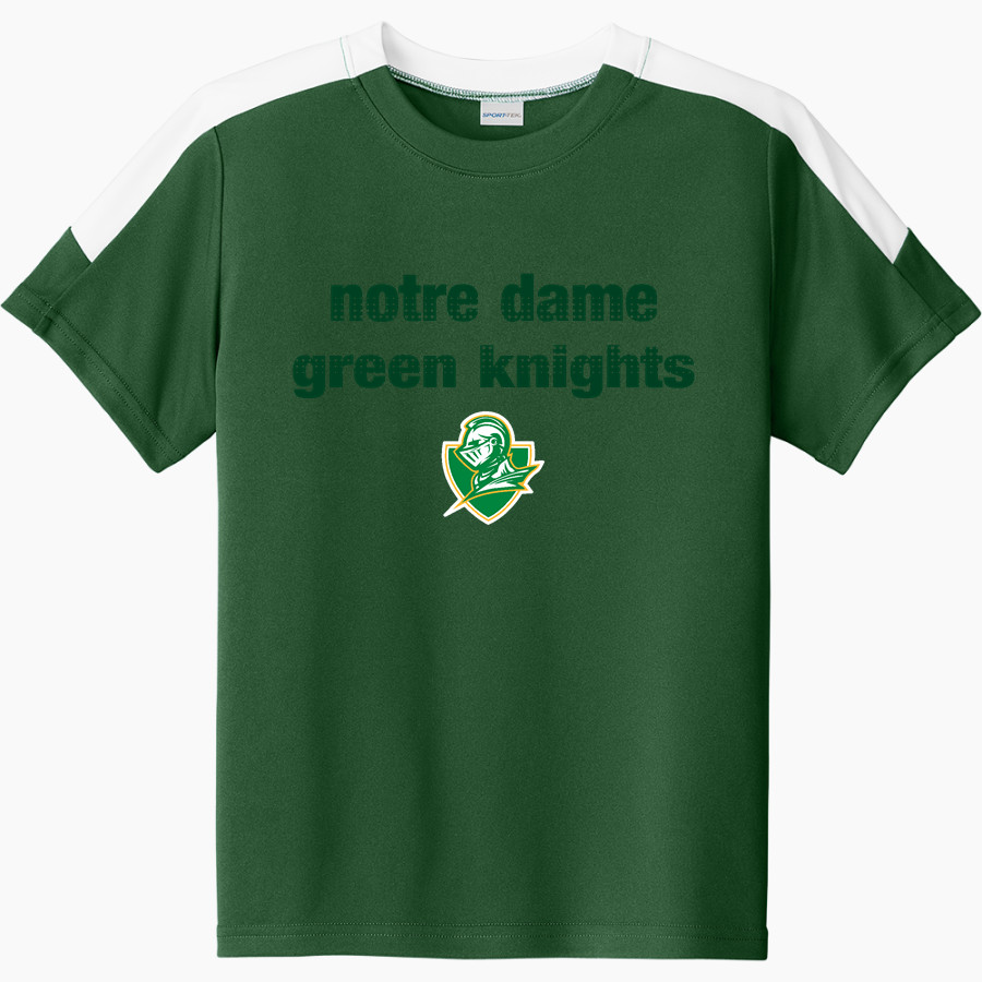NOTRE DAME HIGH SCHOOL GREEN KNIGHTS <span class="pdp-name-mascot">NOTRE DAME GREEN KNIGHTS</span> Sport-Tek Youth Competitor United Short-Sleeve Crew