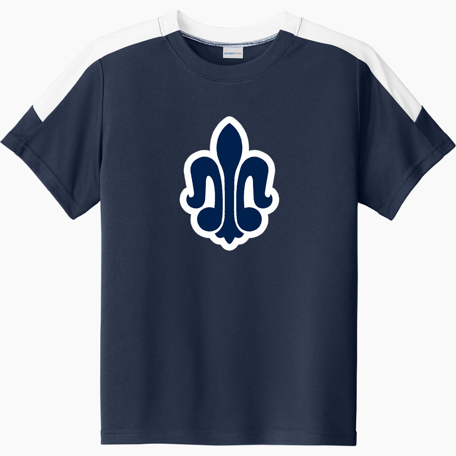 Saint Peter High School SAINTS ONLINE STORE <span class="pdp-name-mascot">Saint Peter Saints</span> Sport-Tek Youth Competitor United Short-Sleeve Crew