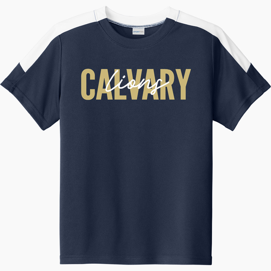 Calvary Lions Sport-Tek Youth Competitor United Short-Sleeve Crew