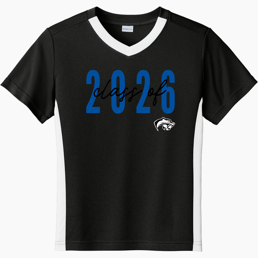 COBALT INSTITUTE OF MATH AND SCIENCE <span class="pdp-name-mascot">COBALT COUGARS</span> Sport-Tek Youth Competitor United Short-Sleeve V-Neck Tee