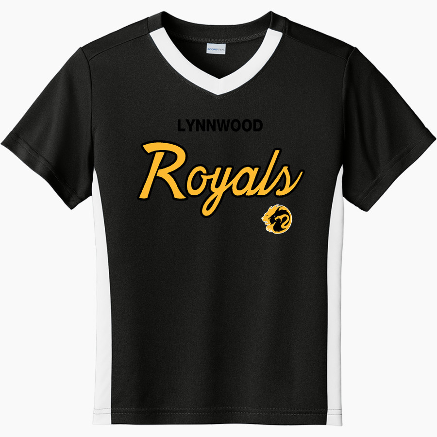 LYNNWOOD HIGH SCHOOL ROYALS <span class="pdp-name-mascot">LYNNWOOD ROYALS</span> Sport-Tek Youth Competitor United Short-Sleeve V-Neck Tee