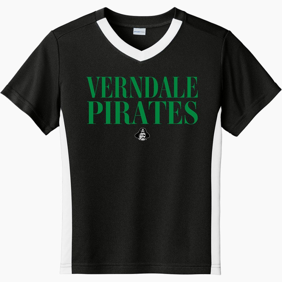 VERNDALE HIGH SCHOOL PIRATES <span class="pdp-name-mascot">VERNDALE PIRATES</span> Sport-Tek Youth Competitor United Short-Sleeve V-Neck Tee