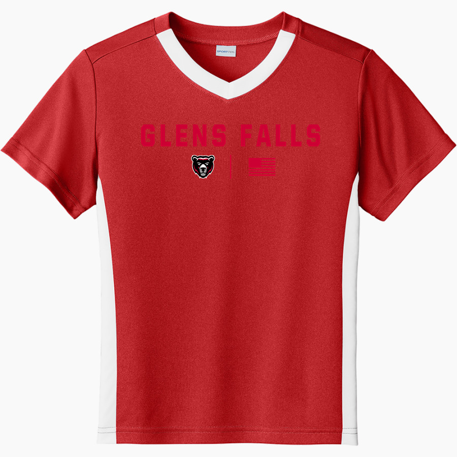 GLENS FALLS HIGH SCHOOL BLACK BEARS <span class="pdp-name-mascot">GLENS FALLS IBLACK BEARS</span> Sport-Tek Youth Competitor United Short-Sleeve V-Neck Tee