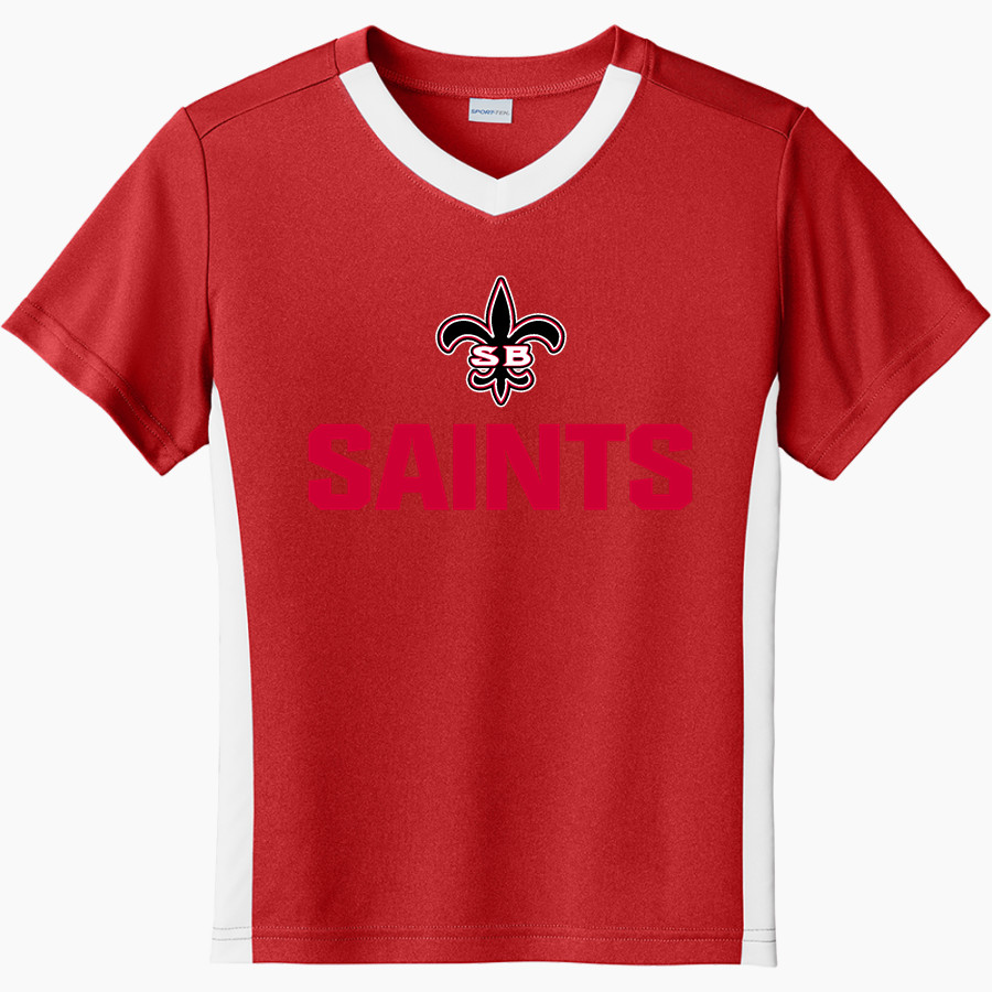 Santa Barbara Saints Football <span class="pdp-name-mascot">Santa Barbara Saints Football</span> Sport-Tek Youth Competitor United Short-Sleeve V-Neck Tee
