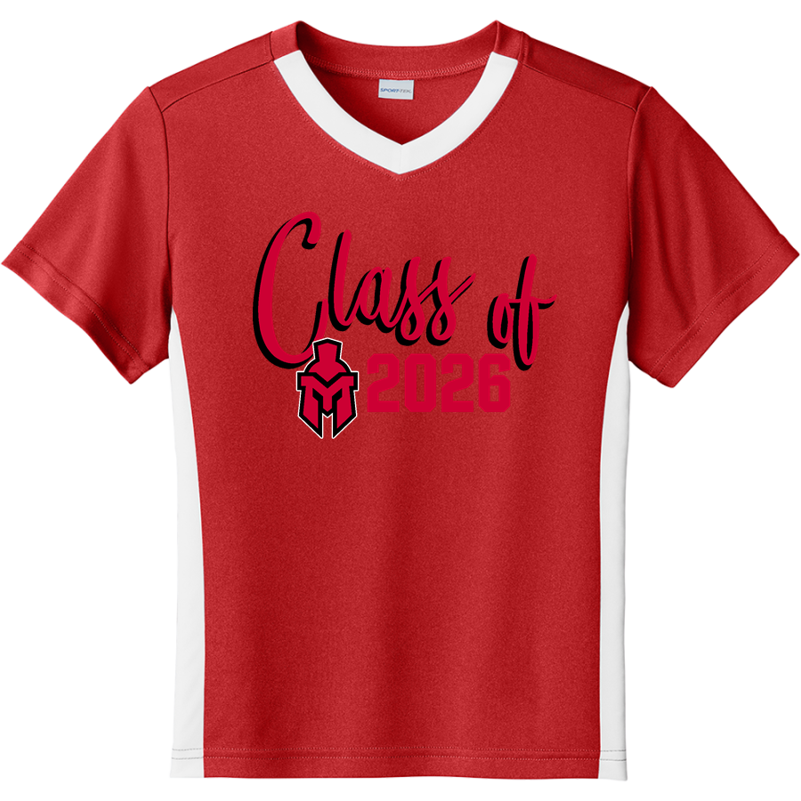 Marquette Sentinels <span class="pdp-name-mascot">Marquette Redettes</span> Sport-Tek Youth Competitor United Short-Sleeve V-Neck Tee