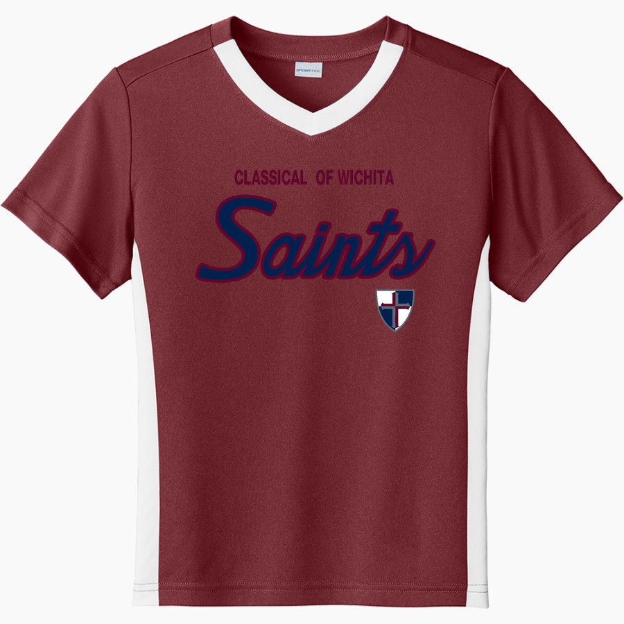Classical Of Wichita Saints <span class="pdp-name-mascot">Classical Of Wichita Saints</span> Sport-Tek Youth Competitor United Short-Sleeve V-Neck Tee