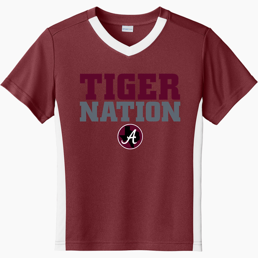 ARP HIGH SCHOOL TIGERS <span class="pdp-name-mascot">ARP TIGERS</span> Sport-Tek Youth Competitor United Short-Sleeve V-Neck Tee