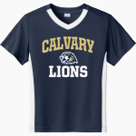 Calvary Lions Sport-Tek Youth Competitor United Short-Sleeve V-Neck Tee Front Thumbnail