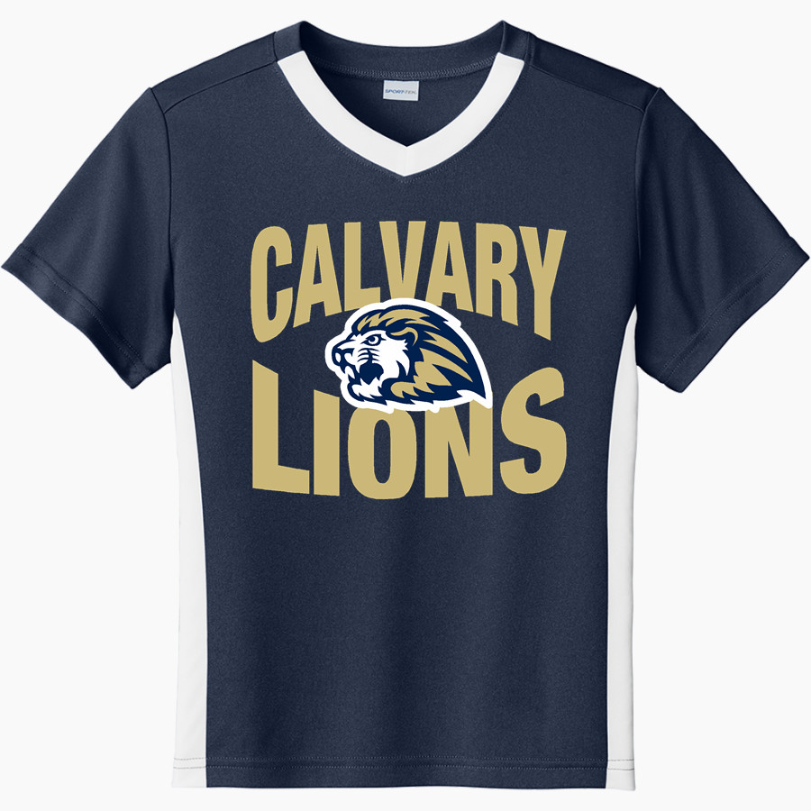 Calvary Lions <span class="pdp-name-mascot">Calvary Lions</span> Sport-Tek Youth Competitor United Short-Sleeve V-Neck Tee