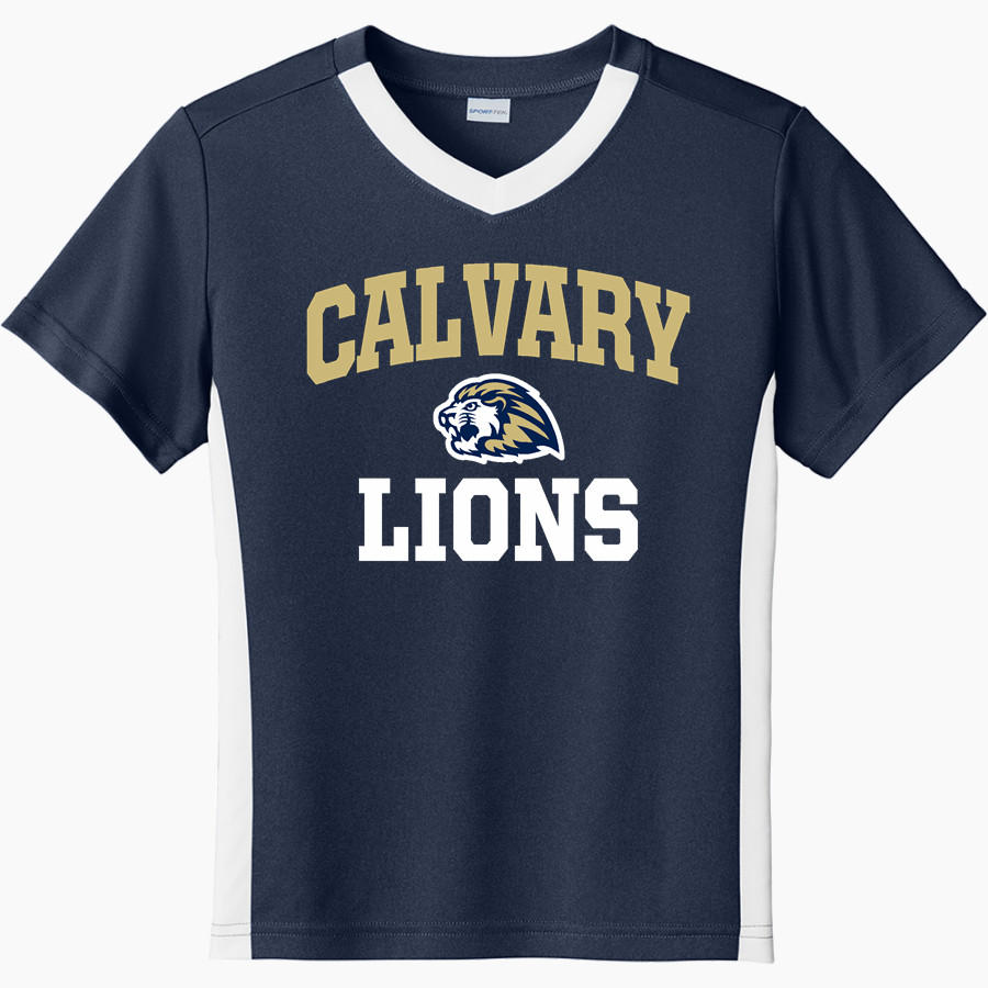 Calvary Lions Sport-Tek Youth Competitor United Short-Sleeve V-Neck Tee