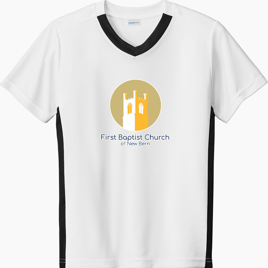 First Baptist First Baptist Church <span class="pdp-name-mascot">First Baptist Church of New Bern</span> Sport-Tek Youth Competitor United Short-Sleeve V-Neck Tee
