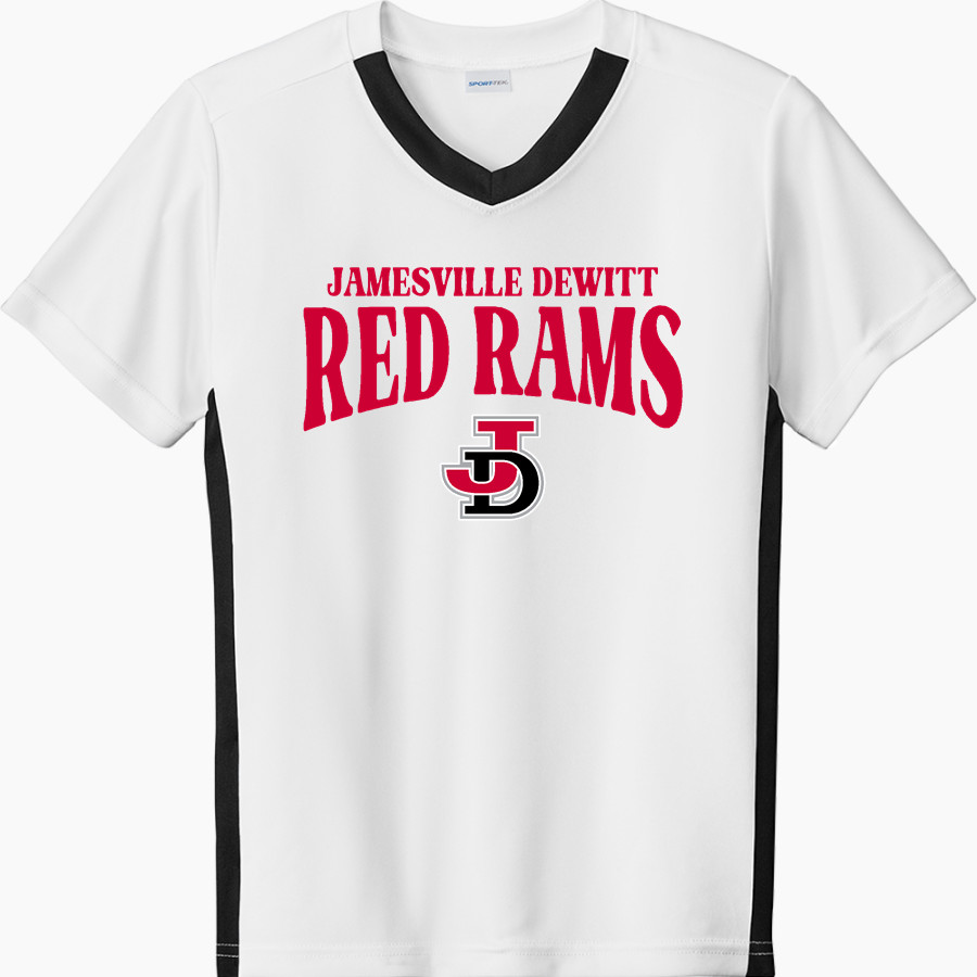 Jamesville DeWitt Red Rams <span class="pdp-name-mascot">Jamesville DeWitt Red Rams or JD Red Rams</span> Sport-Tek Youth Competitor United Short-Sleeve V-Neck Tee