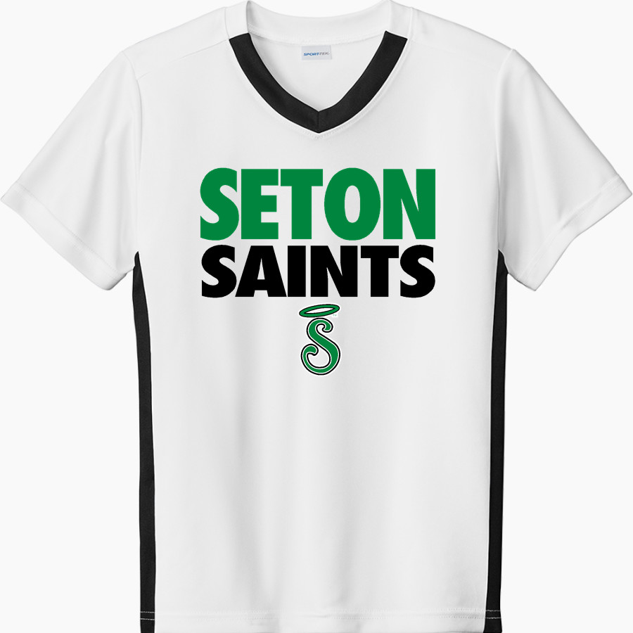 SETON HIGH SCHOOL SAINTS <span class="pdp-name-mascot">SETON SAINTS</span> Sport-Tek Youth Competitor United Short-Sleeve V-Neck Tee