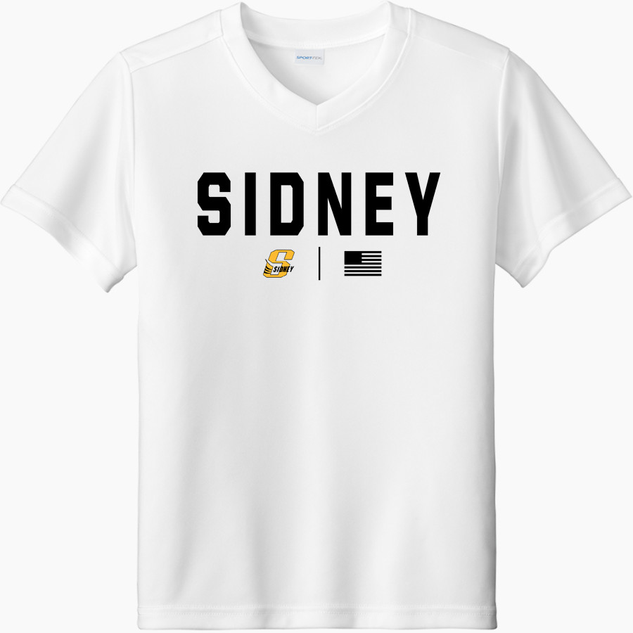 SIDNEY HIGH SCHOOL YELLOW JACKETS <span class="pdp-name-mascot">SIDNEY YELLOW JACKETS</span> Sport-Tek Youth Competitor United Short-Sleeve V-Neck Tee