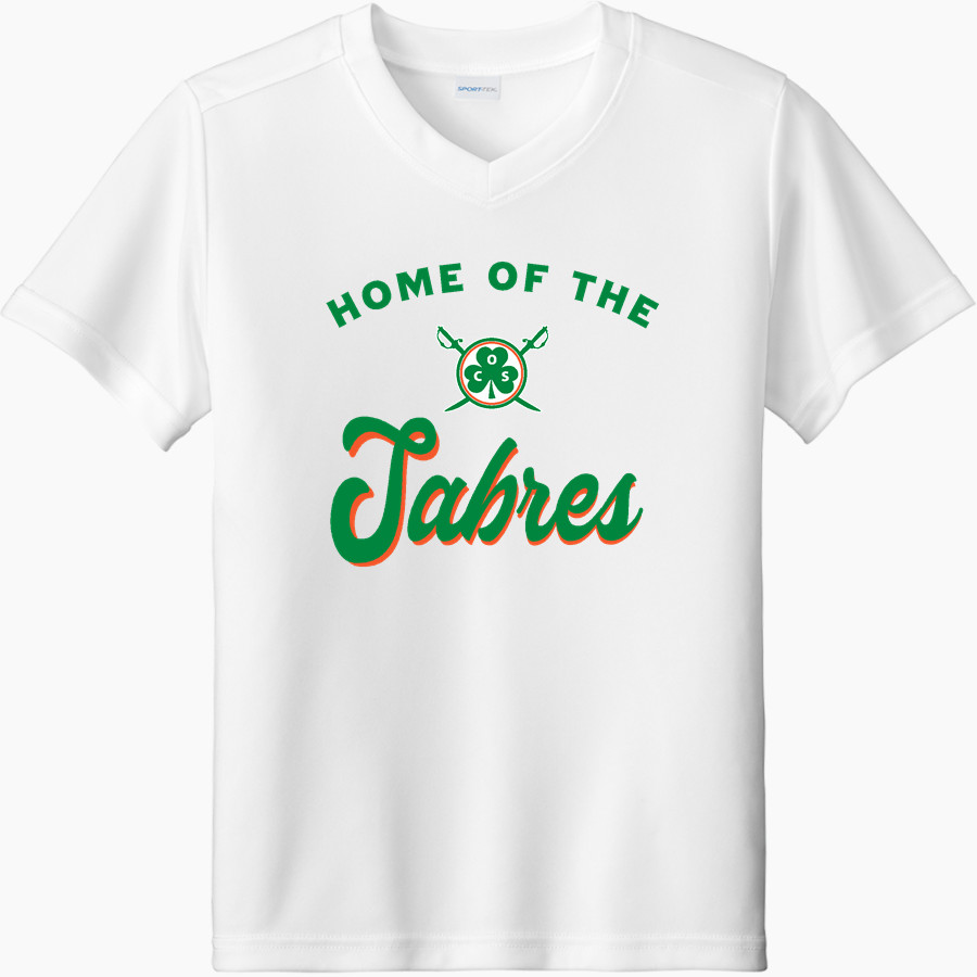 Communion of Saints School Sabres official sideline store <span class="pdp-name-mascot">Communion of Saints School Sabres</span> Sport-Tek Youth Competitor United Short-Sleeve V-Neck Tee