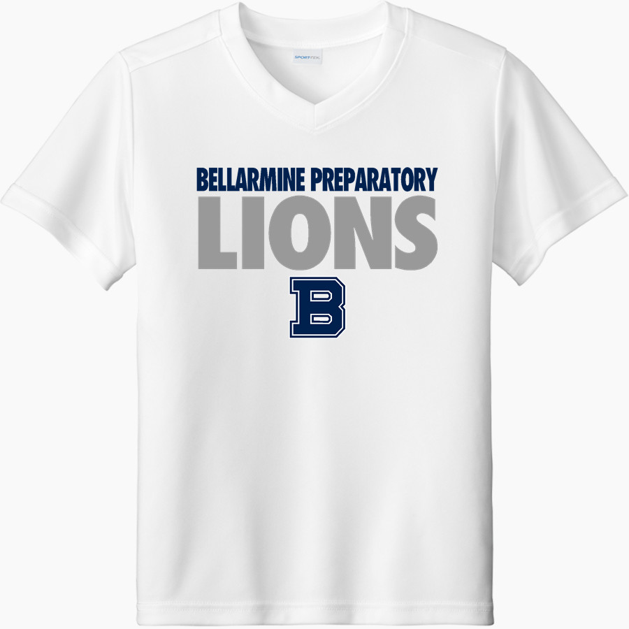 BELLARMINE PREPARATORY SCHOOL LIONS <span class="pdp-name-mascot">BELLARMINE PREPARATORY LIONS</span> Sport-Tek Youth Competitor United Short-Sleeve V-Neck Tee