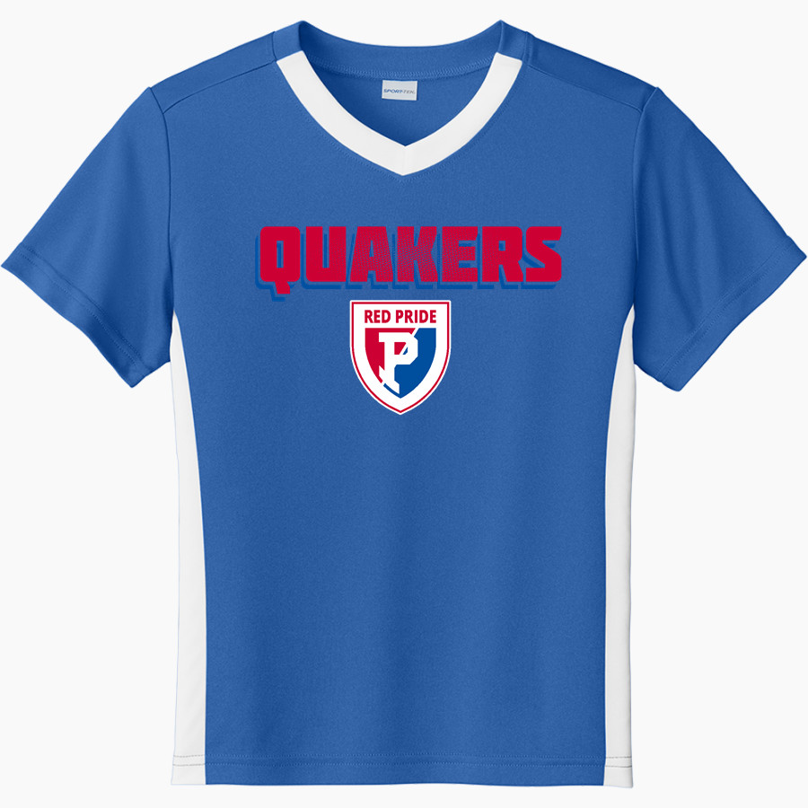 Plainfield Quakers <span class="pdp-name-mascot">Plainfield Quakers</span> Sport-Tek Youth Competitor United Short-Sleeve V-Neck Tee