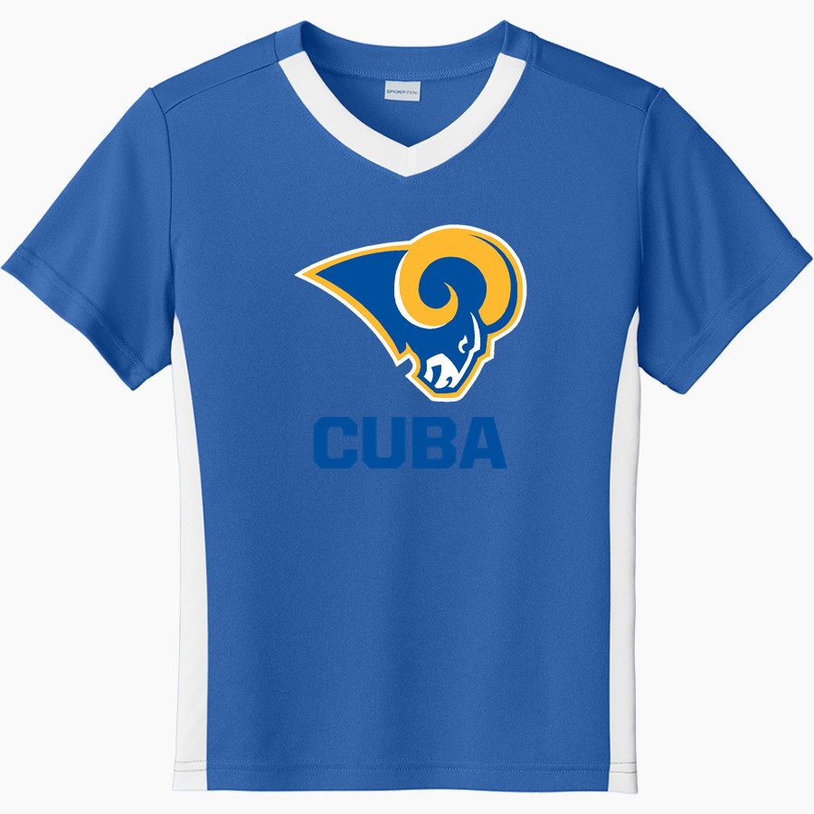 CUBA HIGH SCHOOL RAMS <span class="pdp-name-mascot">CUBA RAMS</span> Sport-Tek Youth Competitor United Short-Sleeve V-Neck Tee