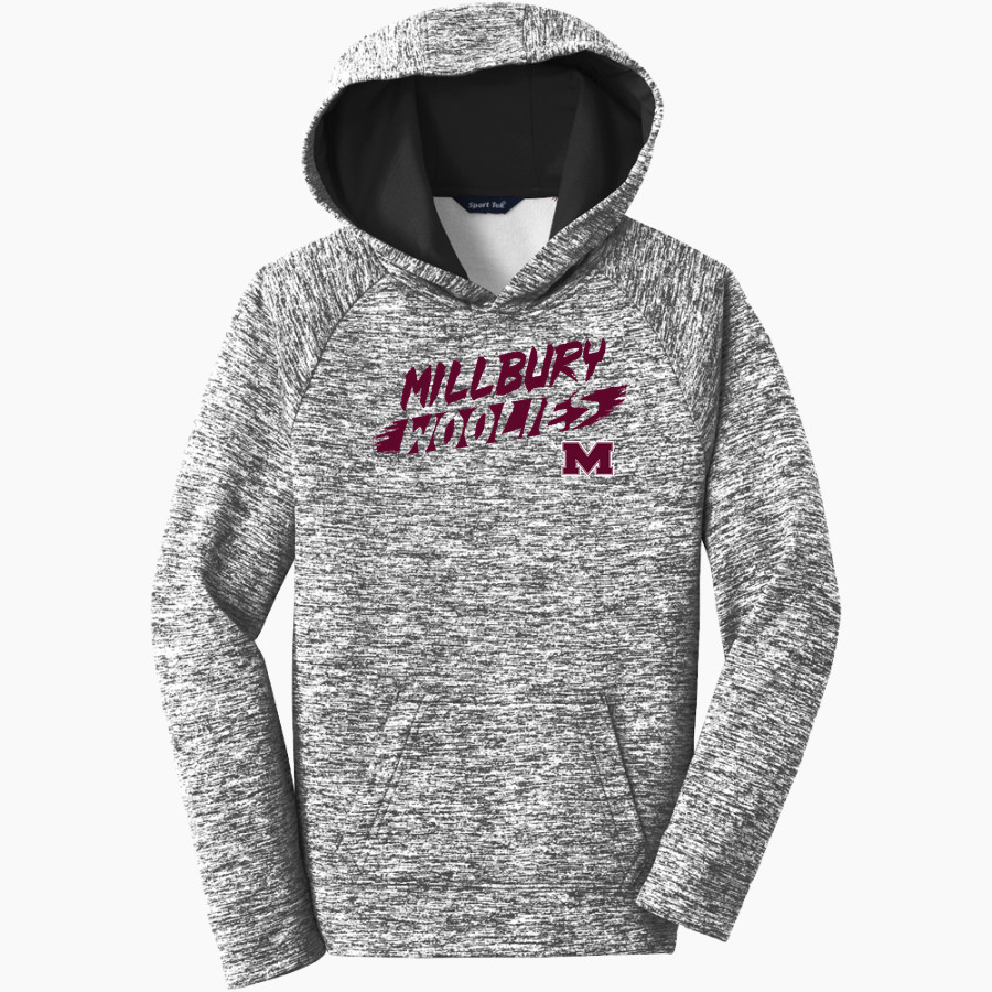 MILLBURY SR HIGH SCHOOL WOOLIES <span class="pdp-name-mascot">MILLBURY MEMORIAL WOOLIES</span> Sport-Tek Youth PosiCharge Electric Heather Fleece Hoodie