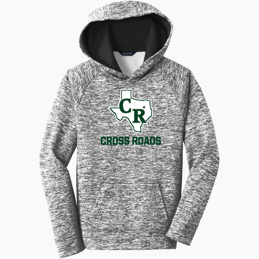 CROSS ROADS HIGH SCHOOL BOBCATS <span class="pdp-name-mascot">CROSS ROADS BOBCATS</span> Sport-Tek Youth PosiCharge Electric Heather Fleece Hoodie